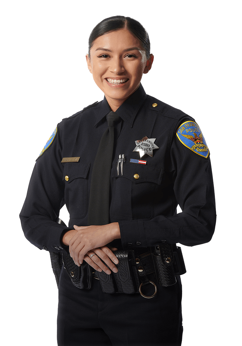 a female officer smiling
