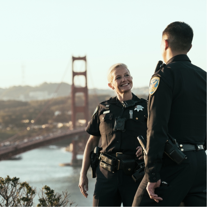 SFPD officers by the Golden Gate Bridge