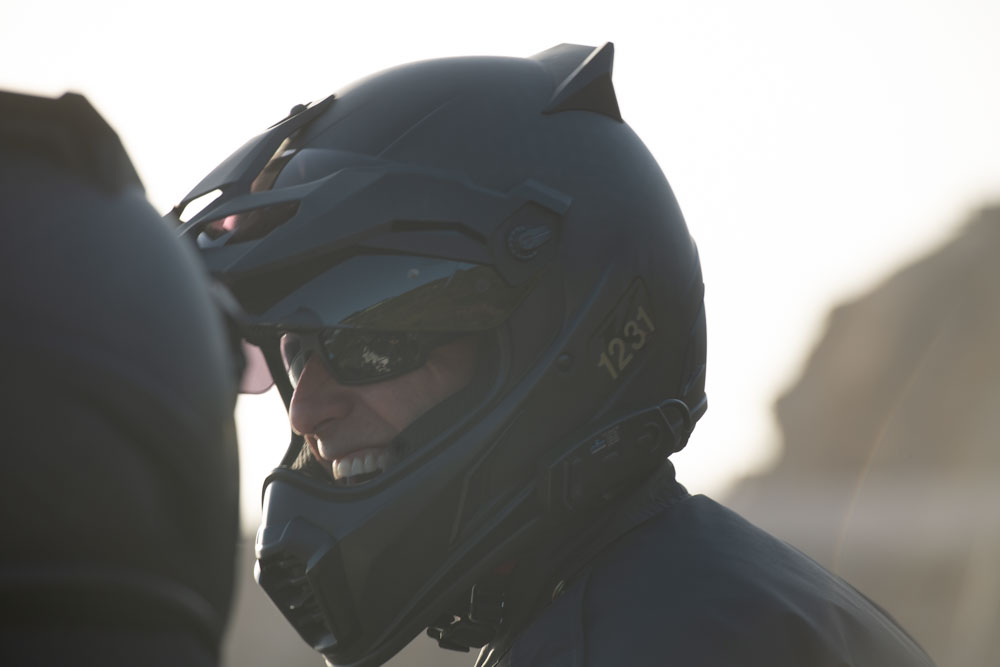 Officer in helmet talking